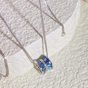 Natural Multi-colored Sapphire Diamond Necklace D2.13ct d0.06ct. 18K